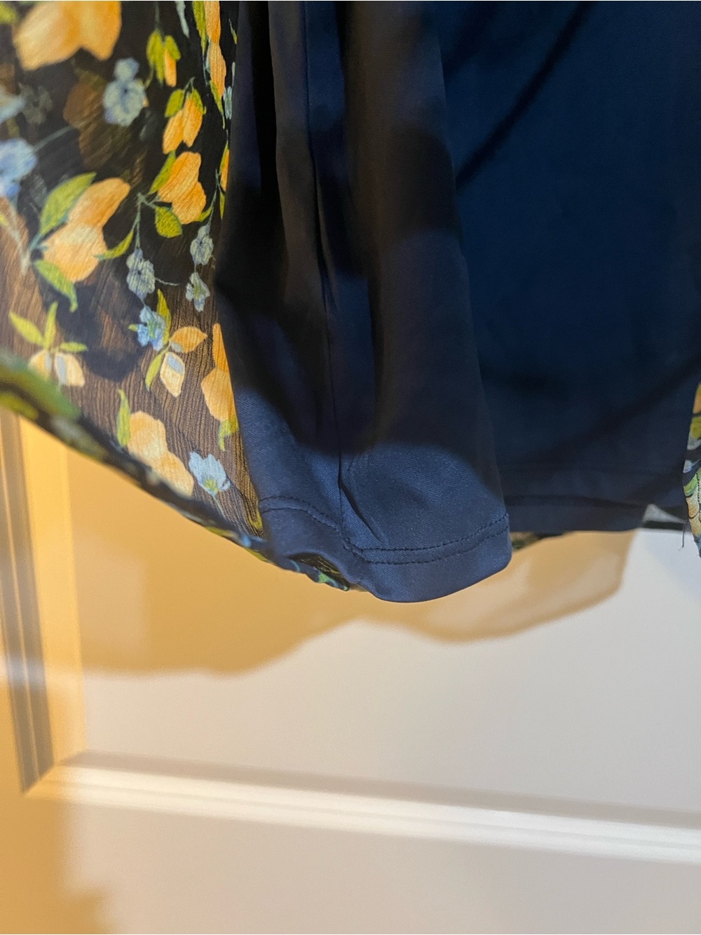 LC Lauren Conrad Black Floral Peasant Blouse with Yellow and Light Blue Flowers - Picture 2 of 6